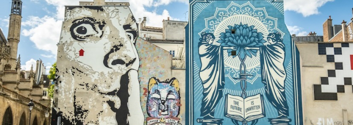 Street art : les fresques de Jef Aerosol et Obey à Beaubourg