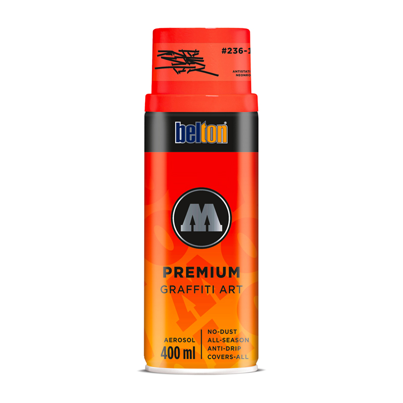 Bombe de peinture Molotow Premium N&eacute;on 400ml-236-1-ANTISTATIK n&eacute;on rouge