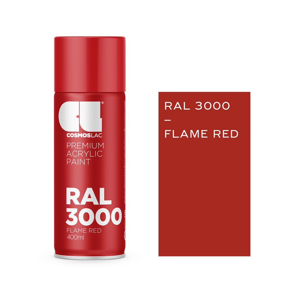 Bombe de peinture acrylique brillante Cosmoslac RAL 3000 - Rouge Feu