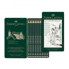 Boîte de 12 crayons graphite Castell 9000