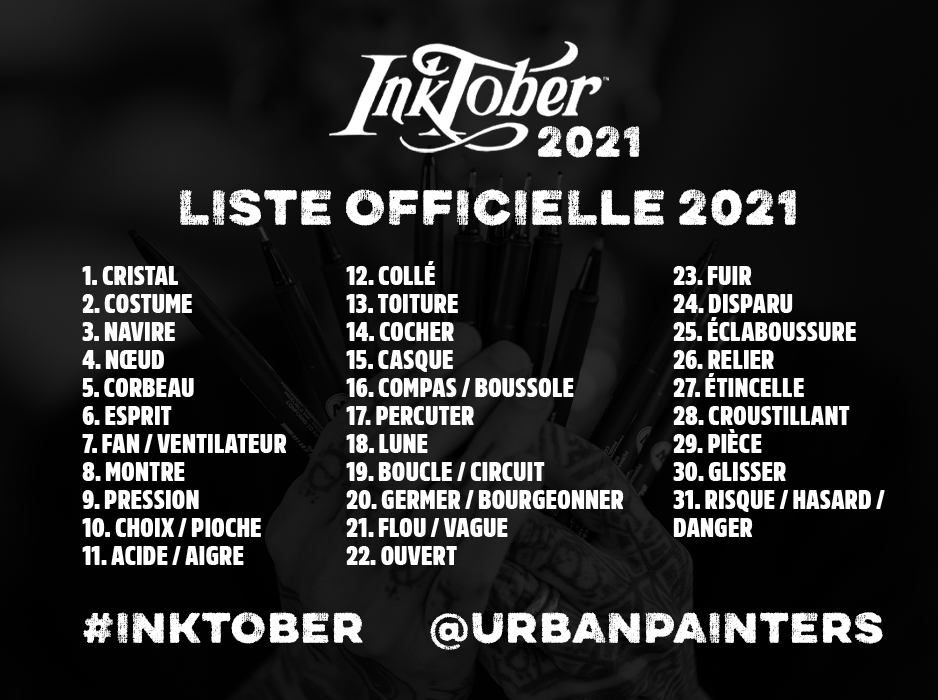 La liste officielle des thèmes INKTOBER 2021