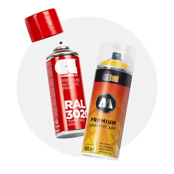 Bombes de peinture de différentes gammes