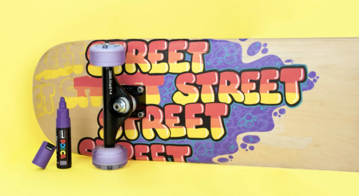 Posca : feutre peinture acrylique utilisation sur skateboard