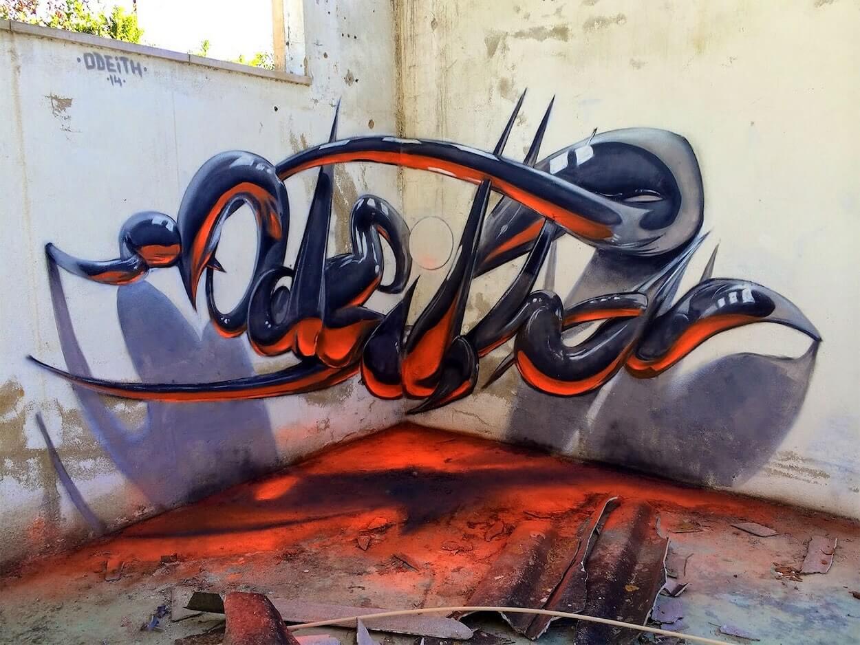Lettrage graffiti 3D - Odeith, Portugal 2014