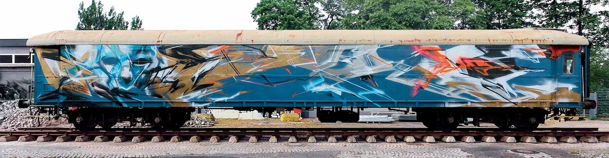 Abstract graffiti signé Antistatik - Molotow Train, Allemagne