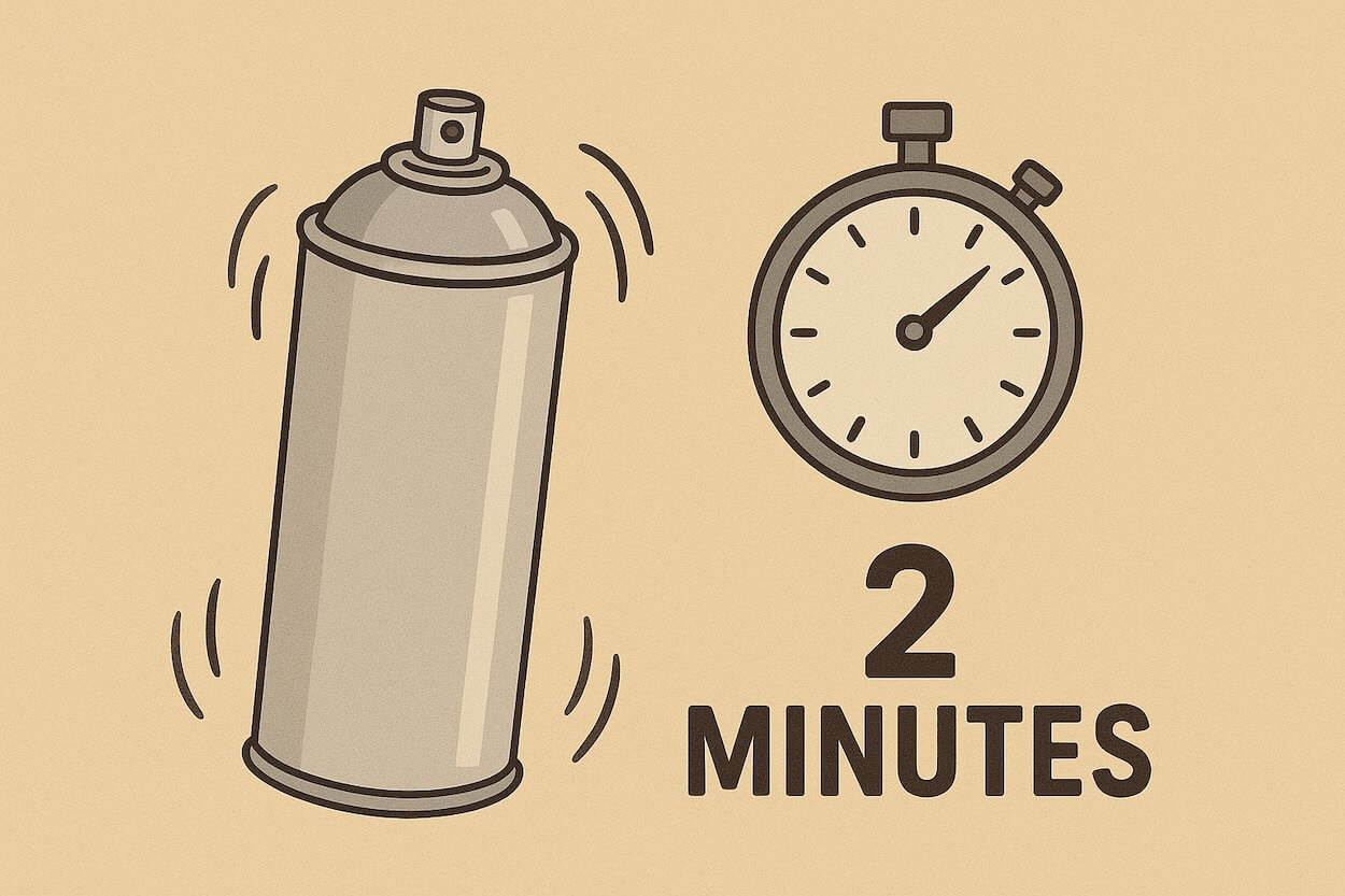 secouez votre bombe de peinture pendant 2 minutes