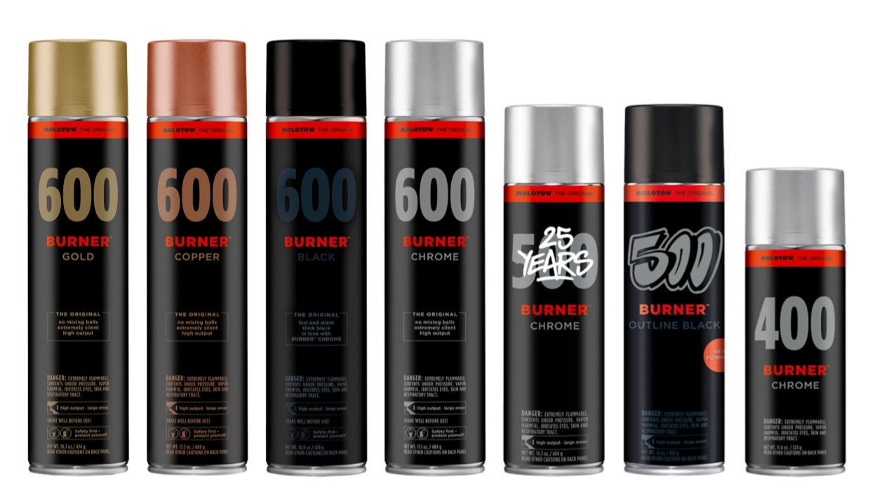 gamme de spray graffiti molotow burner